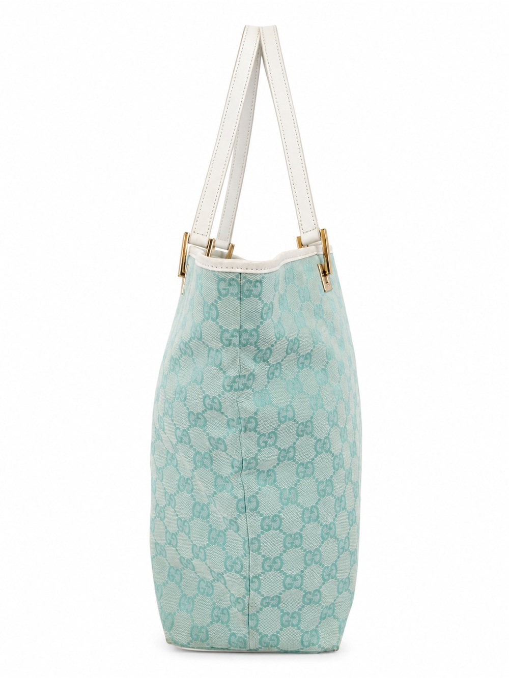 Gucci Mint Green GG Canvas Tote with White Trim - Picture 4 of 10